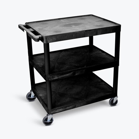 Abacus 3 Shelves Structural Foam Plastic Utility Cart, Black AB3044425